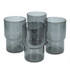 A set of four grey tumblers with a modern design, featuring a smooth finish and a subtle round shape.