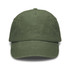 A vintage washed cap in olive green with a curved brim and a logo on the front.