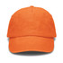 An orange vintage washed cap with a curved brim and a logo on the front.
