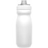 A drink bottle in plain white with a grey cap and a logo on the side.