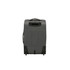 A grey wheeled duffle bag featuring a handle and wheels for easy transport. Includes a logo on the front.