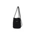 A black lightweight shoulder phone bag with a drawstring closure and a braided strap. It features a small logo.