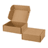 Two brown die-cut packaging boxes with locking lids, one open and one closed, displaying a simple, clean design.