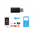 A black USB data blocker designed for fast charging, with a logo, and accompanied by illustrative graphics.
