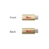 A gold USB data blocker with a logo, featuring front and back views.