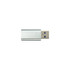 A USB data blocker in a silver casing, featuring a standard USB connector with two blue ports.