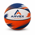 A children's basketball in vibrant orange, blue, and white, featuring a logo. Size 4.