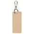 A rectangular keychain in a light beige colour with metal clip and keyring, featuring a simple, sleek design.