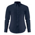 A women's Acton shirt in navy blue with a button-up front and long sleeves. It features a collar and has a logo.