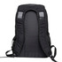 A black backpack with padded straps and back support. Features mesh side pockets and includes a logo.