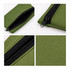 A small green neoprene pencil pouch with a black zipper, featuring a textured surface and stitch detailing.