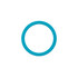 A circular product in bright teal, featuring a simple minimalist design and a blank centre.