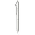 A silver stainless steel pen with a sleek design and a logo, featuring a multi-functional 4-in-1 feature.