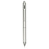 A silver 4-in-1 gravity pen made from recycled stainless steel, featuring a sleek design and branding.