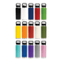 A drink bottle collection in various colours, featuring a stainless steel base and three different lid options.