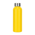 A drink bottle in vibrant yellow with a stainless steel cap, featuring a smooth, sleek design.