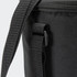 A black lunch cooler bag with a zip closure and adjustable strap detail. It features a logo on the side.