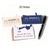Three 3D paper carving notepads in beige and navy blue, alongside a black pen, each displaying a calendar format.