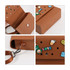 A brown EVA briefcase with a snap button, holes design, and colourful decorative stickers. Includes a detachable strap.