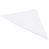 A white triangular bandana with a soft texture, featuring a logo on one side.