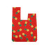 A red sublimation polyester wrist bag with a pineapple pattern and a cut-out handle. It features multiple yellow pineapples with green leaves.