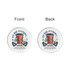 A round, clear acrylic coaster featuring a drink cup design with colourful graphics on both sides.