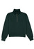 A dark green women's 1/4 zip jumper with a high collar and long sleeves, featuring a logo.