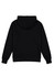 A black men's hoodie featuring a kangaroo pocket and a hood. The back view highlights its straightforward design.