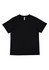 A black women's short sleeve tee with a simple design and a brand tag.