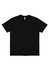 A black short sleeve t-shirt featuring a simple design and a label inside the neckline.