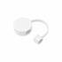 A round white silicone straw cover with a connecting loop, featuring two openings. It has a simple, smooth design.