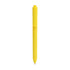 A yellow triangular grip pen featuring a clip and a pointed tip, with a logo on the body.