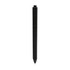 A triangular grip pen in solid black with a clip and retractable tip, featuring a simple design and branding.