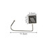 A square black desk hook with a shiny silver metal arm, measuring 11.5 cm in length, 3.5 cm wide, and 3.7 cm tall.