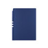 A navy blue Malaga Notebook featuring a smooth surface and a side notch, with a logo on the cover.