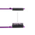 A folding hair brush in purple with black bristles, featuring a built-in mirror and a compact design.