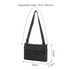 A black lightweight crossbody bag with an adjustable strap and multiple compartments. Includes a logo.