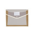 A transparent envelope expanding document folder with a cream border and a label for identification.