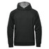 A dark green men's hoody with a drawstring hood and raglan sleeves, featuring a logo.