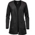 A Women's Chelsea Open Cardigan in a textured dark grey with pockets and a relaxed fit. Features a branding logo.