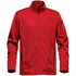 A red lightweight softshell jacket with a zip front, high collar, and two side pockets. Features a logo on the chest.