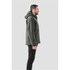 Men's insulated softshell jacket in dark grey, featuring a hood and a side profile view. Includes branding.
