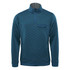 A teal thermal 1/4 zip pullover with a diamond quilted texture and a chest pocket, featuring a logo.