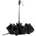 A black, tipless umbrella with a sleek, compact design featuring a covered handle and a logo.