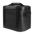 A black soft-sided cooler bag with handles and straps, designed for carrying drinks and food.
