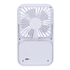 A white Breeze Rechargeable Desktop Fan featuring a grid design and a compact base, with a small logo on the side.