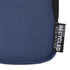 A small pouch in navy blue, made from recycled polyester, featuring a zip and branding details.