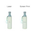 A drink bottle in mint green with a grey lid, featuring a logo and a handy carry strap. Double wall stainless steel design.