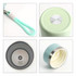 A drink bottle in mint green with a slim design, featuring a stainless steel base and a removable lid.