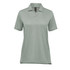 A women's short-sleeve micro pique polo shirt in a light green colour, featuring a collar and three-button placket.